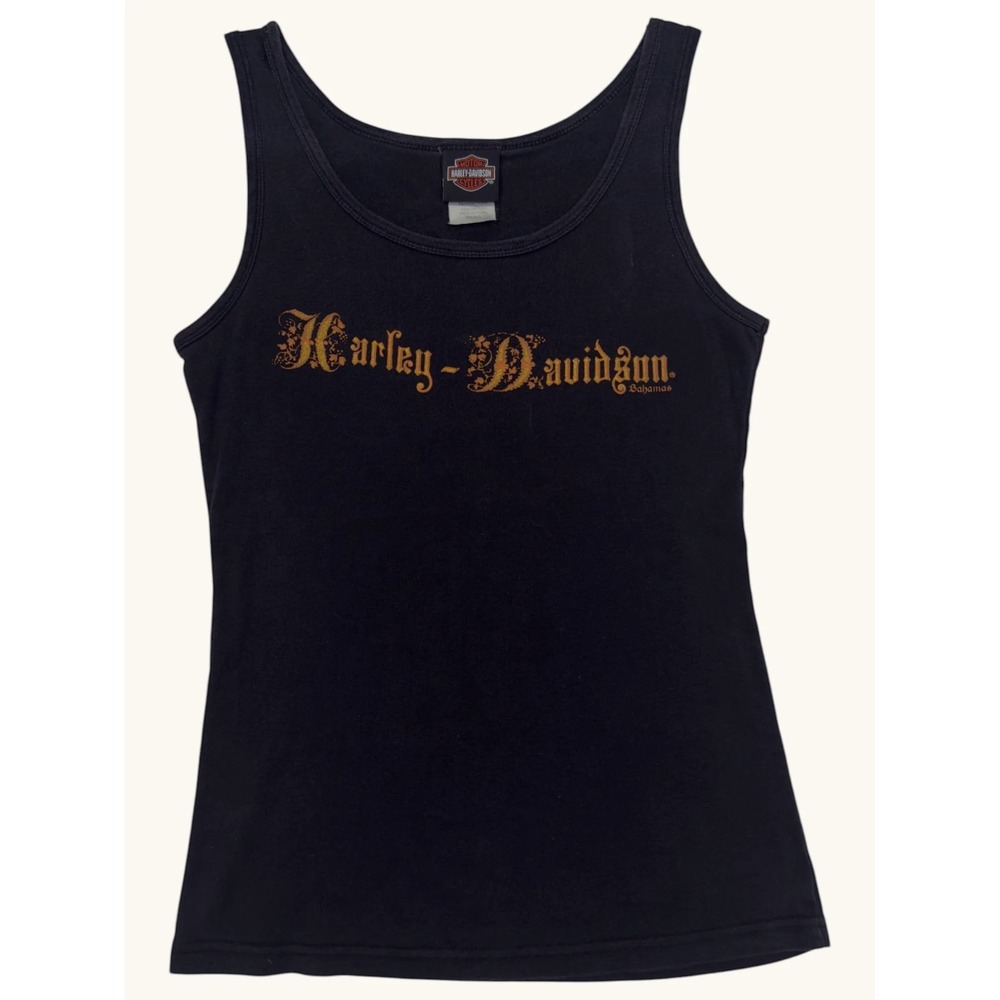 Harley-Davidson Bahamas Tank Top Womens Small Black Graphic Sleeveless Scoop